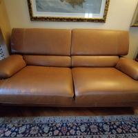 Divano letto in pelle marrone