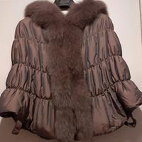 Poncho-Mantella bordata di pelliccia