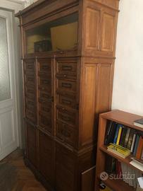 Antico Mobile Schedario Archivio in Legno