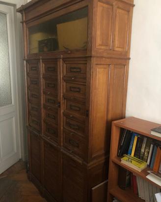 Antico Mobile Schedario Archivio in Legno
