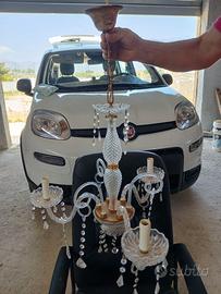 Lampadario/i in vetro ed ottone color oro