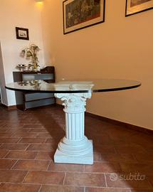 Tavolo cristallo con base in pietra