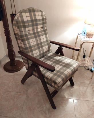 sedia sdraio relax imbottita in legno massello 