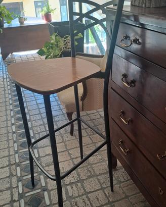 coppia di sgabelli alti in metallo e legno 