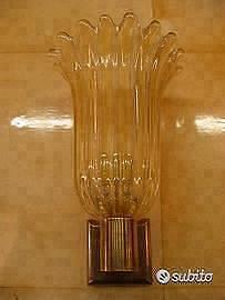 1940 Coppia Appliques di Venini foglia oro