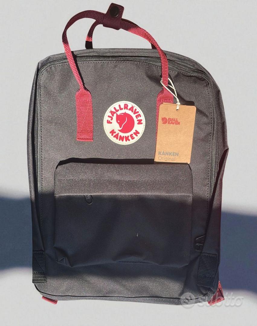 zaino Fjallraven Kanken Nero e Rosso/Bordeaux Abbigliamento e