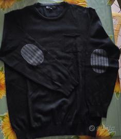 Maglioncino girocollo da uomo nero viscosa