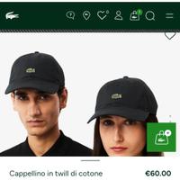 cappellino originale lacoste 