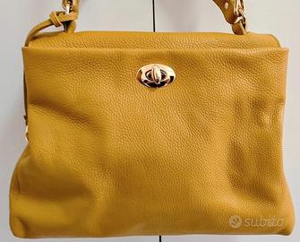 Borsa da donna Vera pelle colore senape firmata.