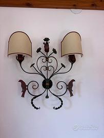 Due Appliques e Abat jour di Fabbro Artigiano