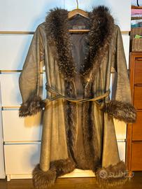 Cappotto vintage pelle e pelliccia donna