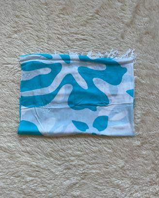 Pareo mare YOA bianco e azzurro in viscosa