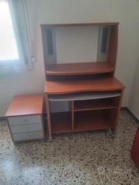 scrivania porta pc + cassettiera