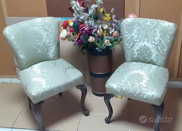 Poltrone in tessuto damascato vintage 