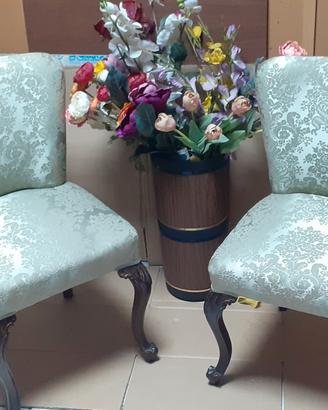 Poltrone in tessuto damascato vintage 