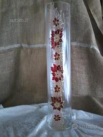 Vaso vetro cilindro dipinto