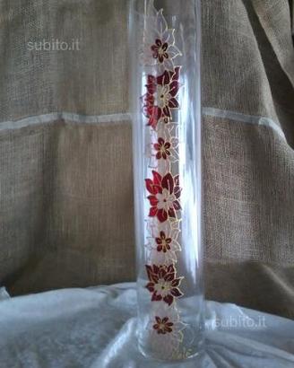 Vaso vetro cilindro dipinto