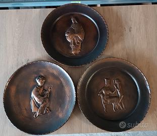 Piatti decorativi da parete in rame Anni 70/80