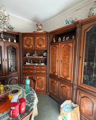 Parete attrezzata angolare in legno