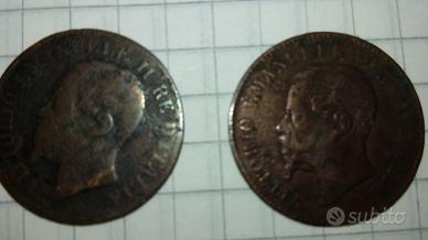 Lotto 2 monete regno da 2 cent Una Rara