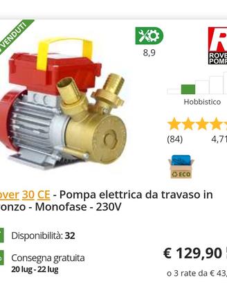 rover 30 ce pompa elettrica da travaso