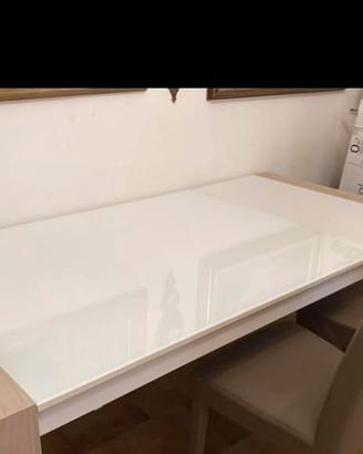 Tavolo allungabile in rovere/ vetro bianco