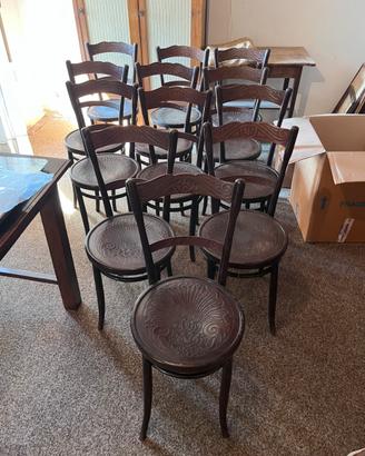 12 sedie antiche da bistrot in stile thonet