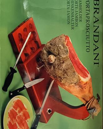 Porta prosciutto con supporto per taglio prosciutt