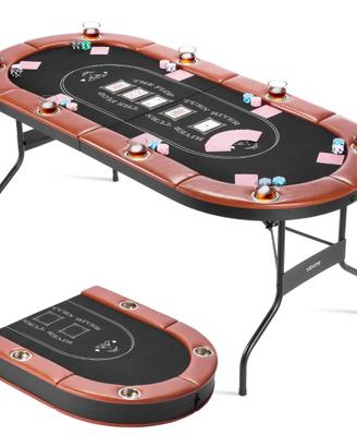 Tavolo da Poker Pieghevole da Casinò 8 Giocatori