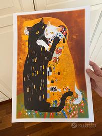 Poster stampa Klimt gatto nero quadro casa