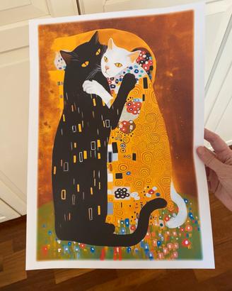 Poster stampa Klimt gatto nero quadro casa