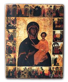 Madre di Dio con scena di vita, Hodigitria XVI sec