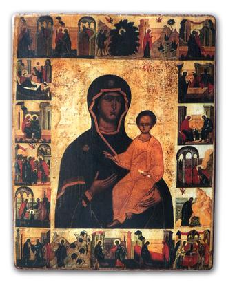 Madre di Dio con scena di vita, Hodigitria XVI sec