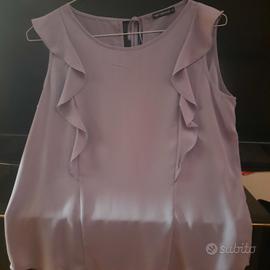 Camicetta elegante effetto seta color lavanda 