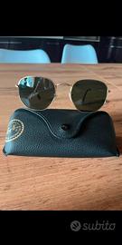 Occhiali Ray-ban hexagonal dorati lenti verdi