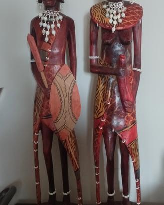 coppia guerrieri Maasai in legno 