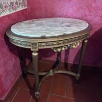 Tavolo ovale legno e marmo vintage