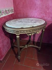 Tavolo ovale legno e marmo vintage