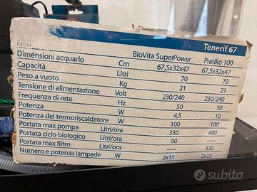 Acquario Tenerif 67 (70L) + Filtro Askoll Pratiko