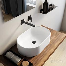Lavabo d’appoggio 55x34 cm ceramica bianco opaco