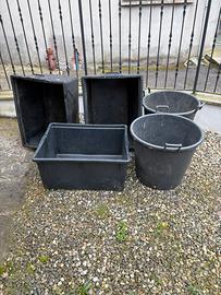 Set mastelli in plastica neri giardino 5 misure