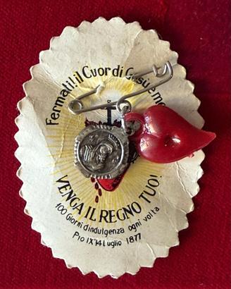 Spilla Sacro Cuore "Fermati!" d'epoca