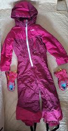 Tuta sci integrale bambina e guanti 