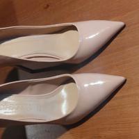 Scarpe decollete' vernice nude tacco 10,5 cm
