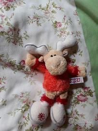 Pupazzo Peluche Nici Alce Renna Rosa Natale 22 cm