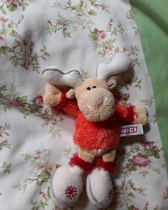 Pupazzo Peluche Nici Alce Renna Rosa Natale 22 cm