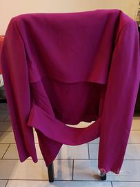 Giacca donna fucsia colletto in pelle TG 38