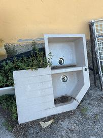 Lavandino da cucina ad angolo 2 vasche in resina