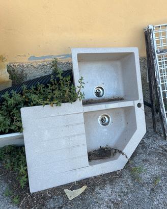 Lavandino da cucina ad angolo 2 vasche in resina