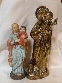Coppia di Madonne: in porcellana e in plastica